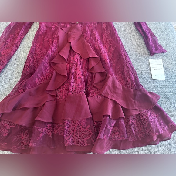 For Love & Lemons Daphne Lace Mini Dress in Bordeaux Small - Picture 9 of 11
